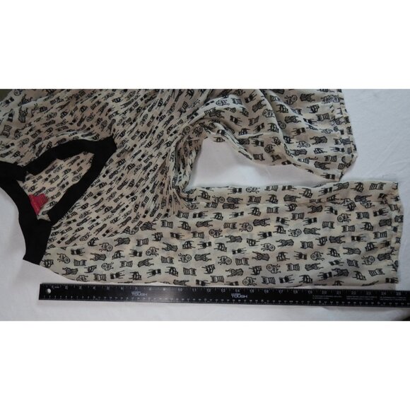 Sunny Leigh Womenβs Smocked Tunic Top Size XL Black Chair Print LS Semi Sheer - Picture 13 of 16